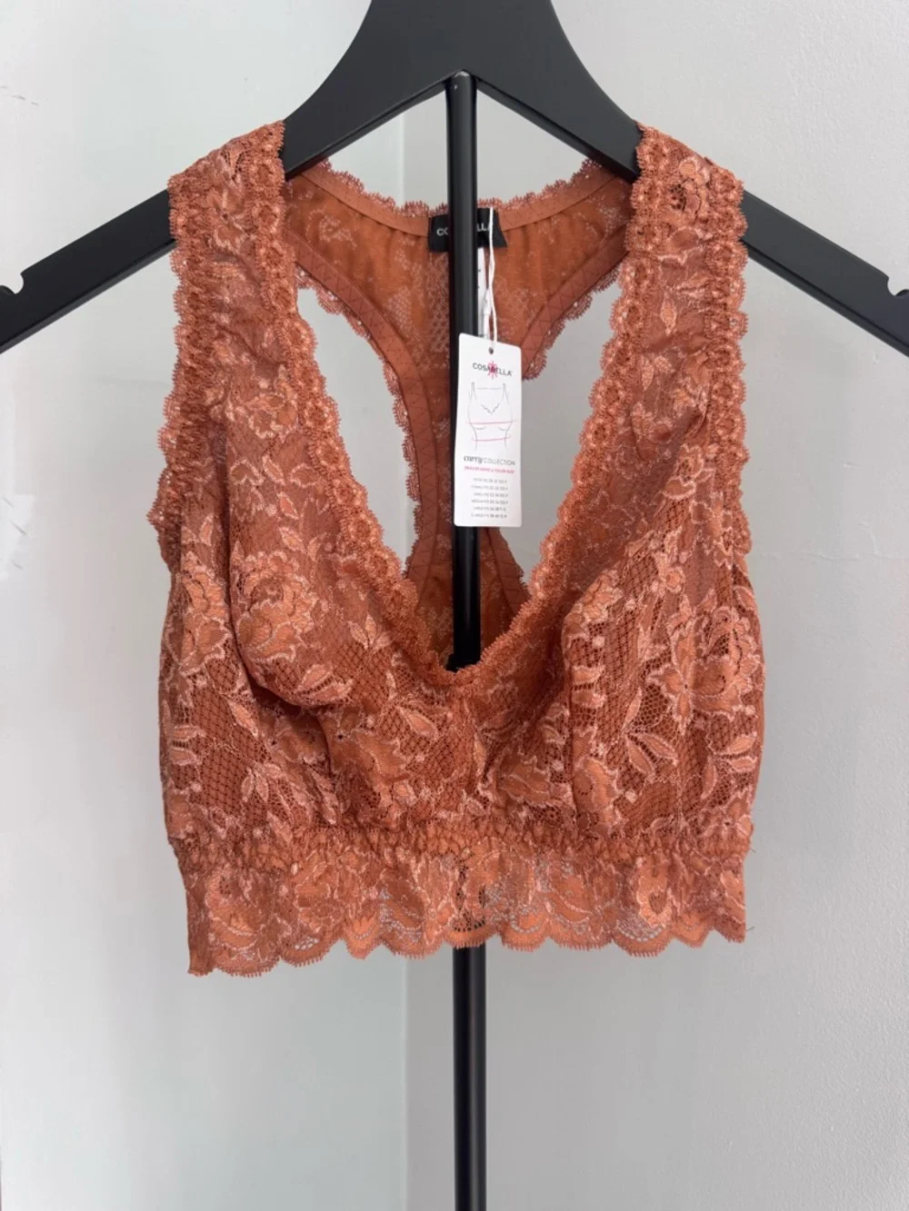 NWT’s Cosabella Never Say Never Cutie Lace Bralette Sz S Dark‎ Copper Racerback